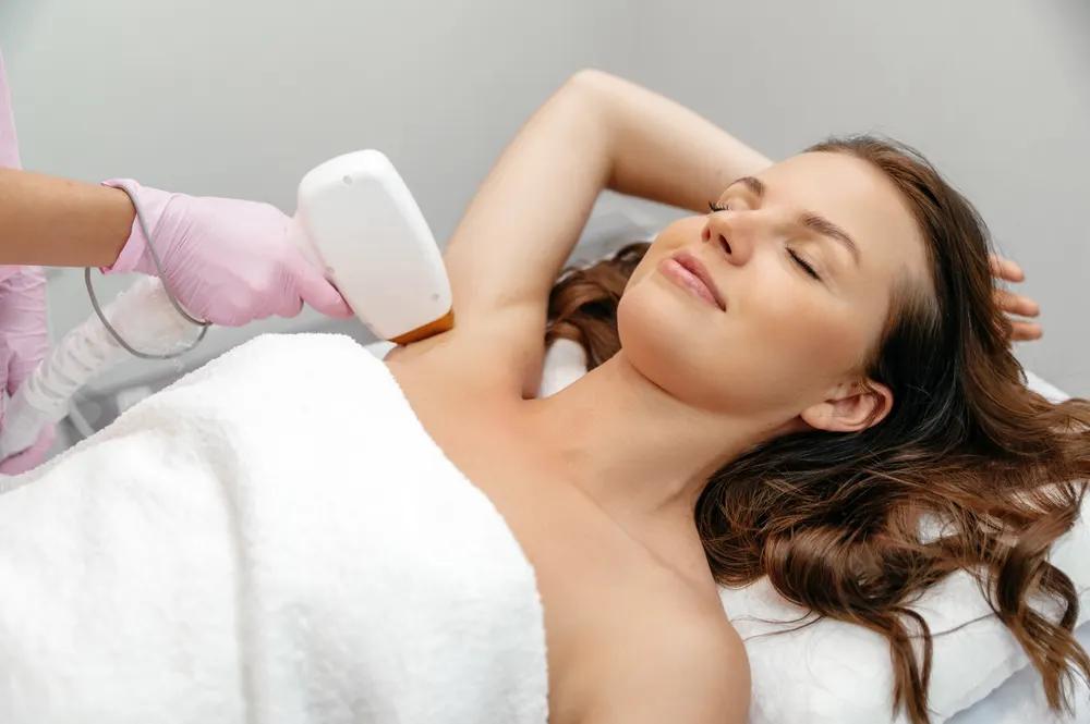 Soprano Titanium laser hair removal session in progress